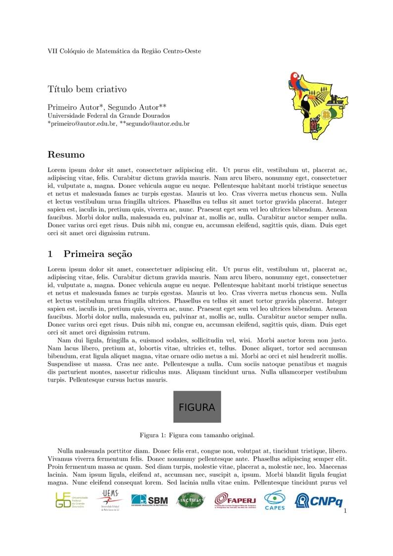 Modelo Artigo VII Colóquio de Matemática da Região Centro-Oeste