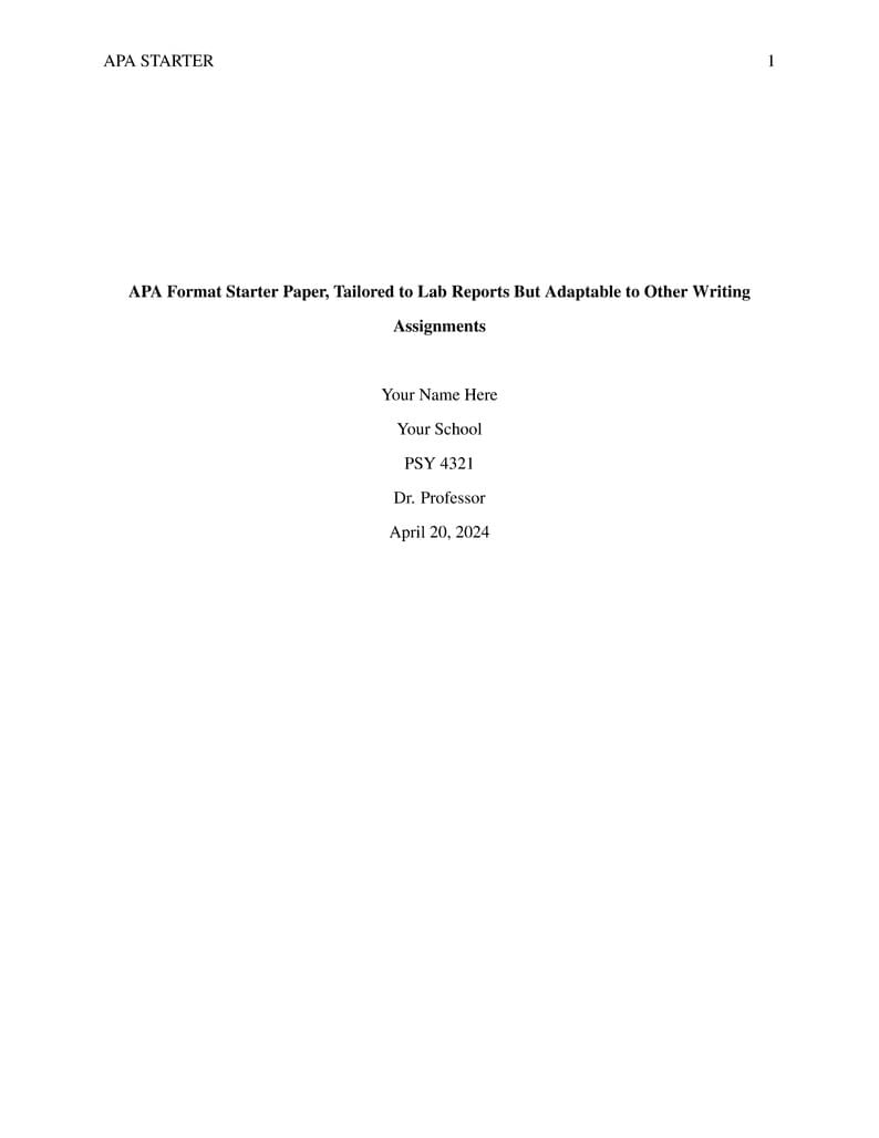 APA7 Format LaTeX Starter - Simple version