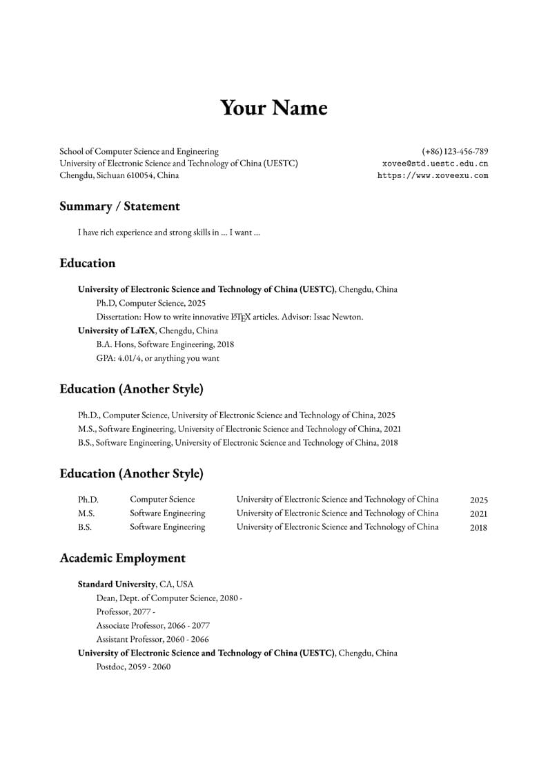Xovee's CV Template