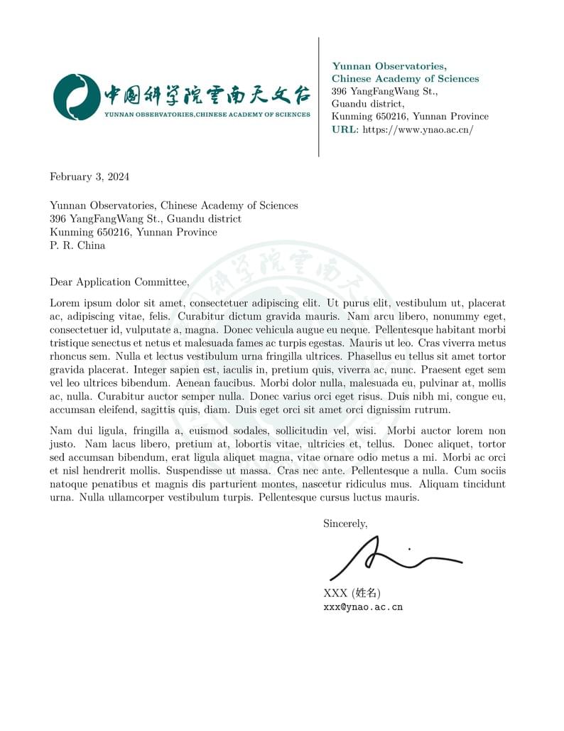 YNAO Letter Template