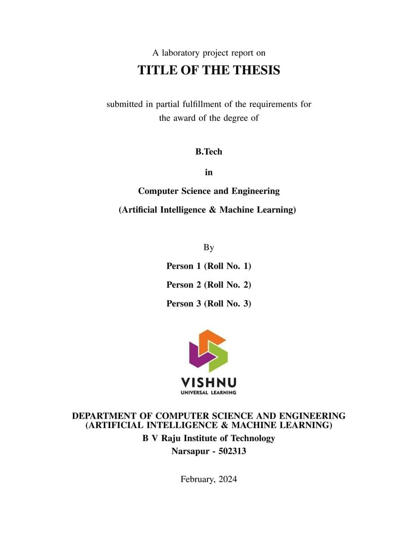 BVRITN BTech (CSM) Project Thesis Template