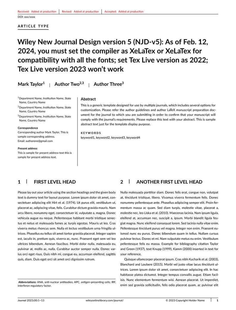 Wiley New Journal Design version 5 (NJD-v5)