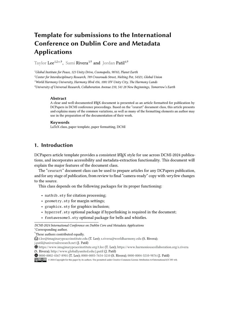 Template for submissions to DCMI-2024