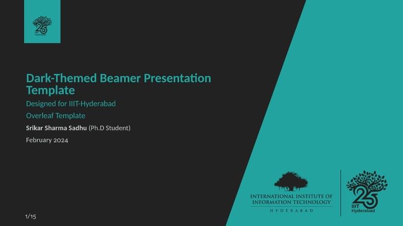 IIIT-Hyderabad Beamer Presentation Template (Dark Theme)