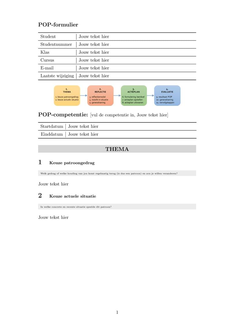 POP (Persoonlijk Ontwikkeling Plan) Template