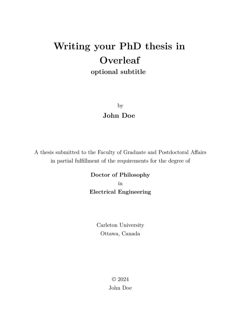 Carleton University PhD Thesis Template