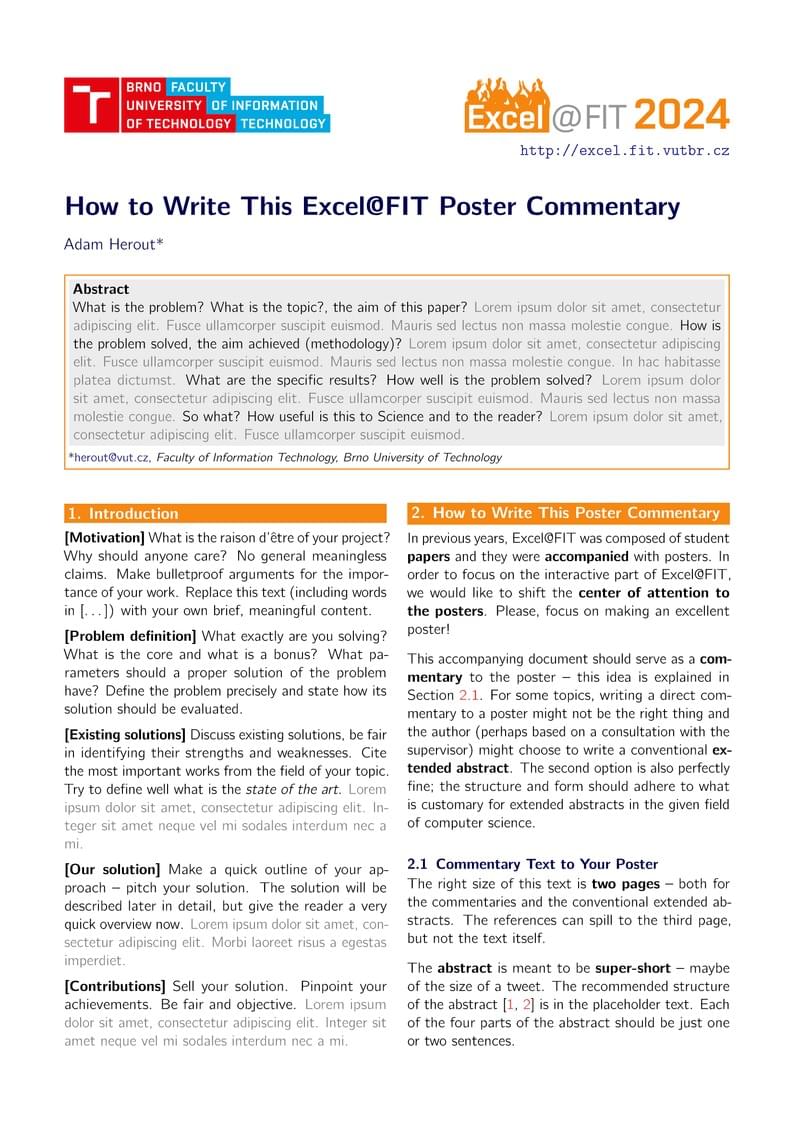 Excel@FIT – Paper Template