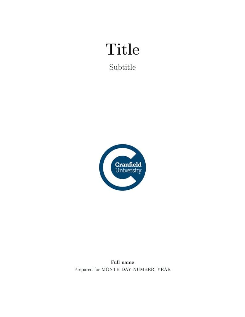 Cranfield Assignment Template