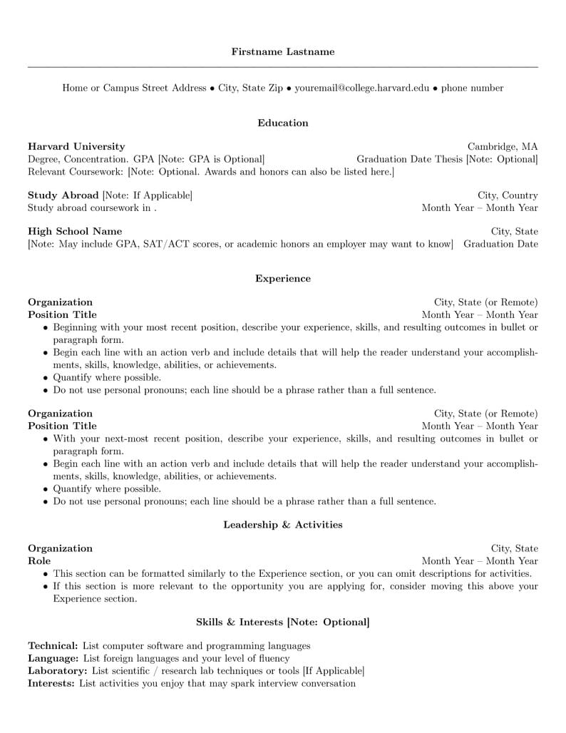 CV - Harvard-like