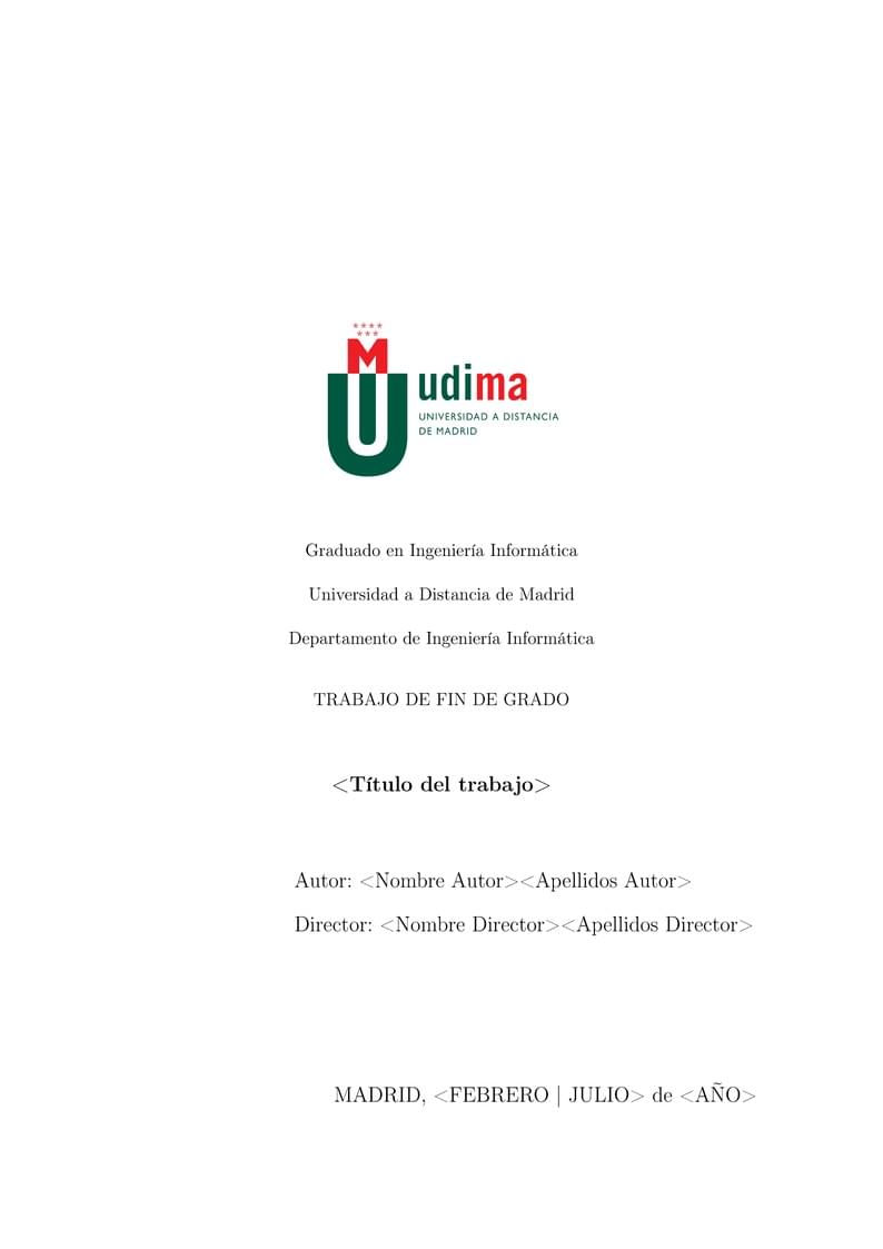 Plantilla TFG Graduado en Ingeniería Informática UDIMA