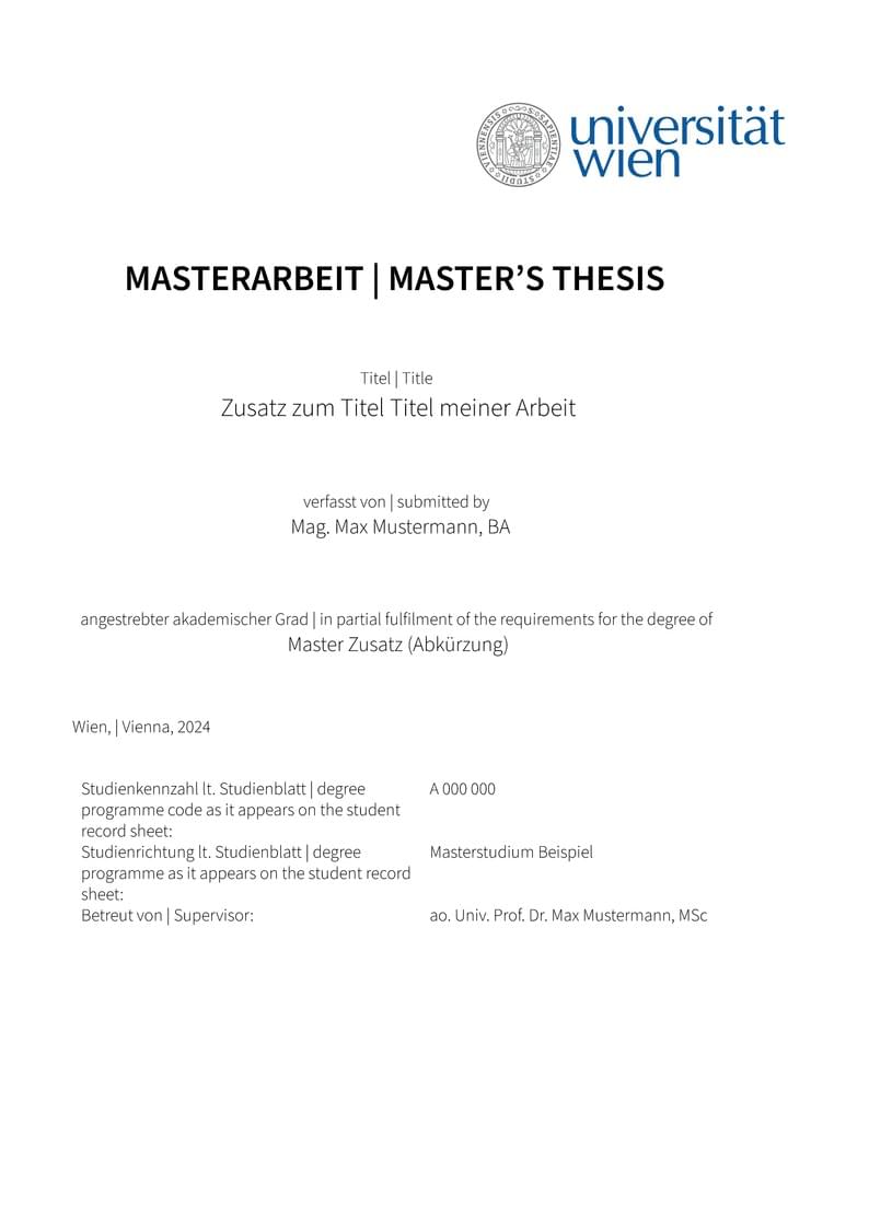 Formatvorlage für Abschlussarbeiten an der Universität Wien
