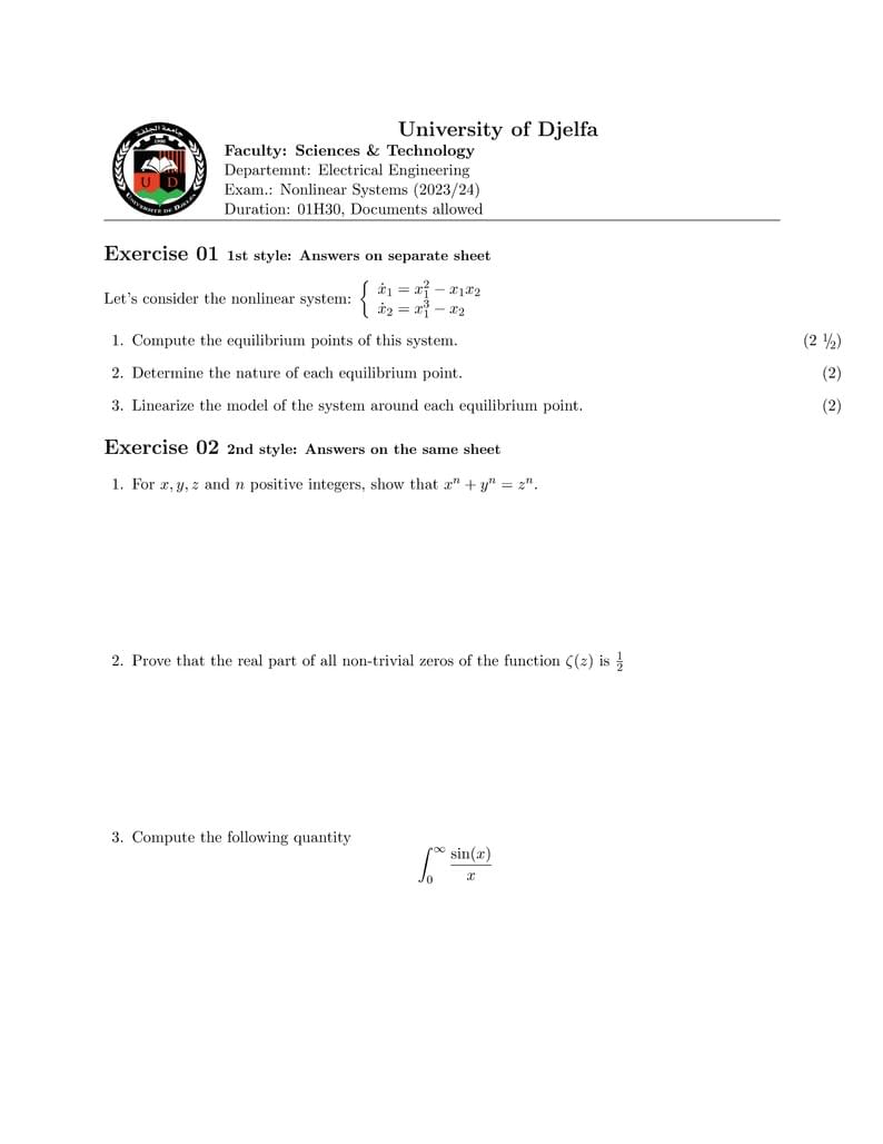 Exam template Univ-Djelfa