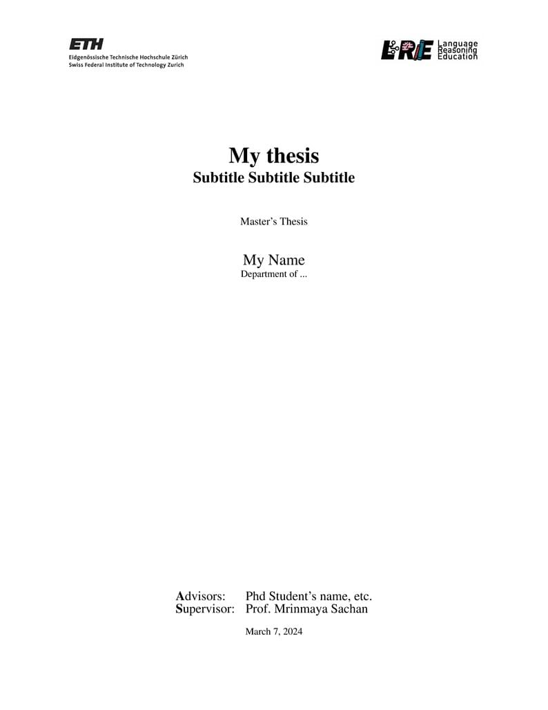 ETH Zurich LRE Thesis Template