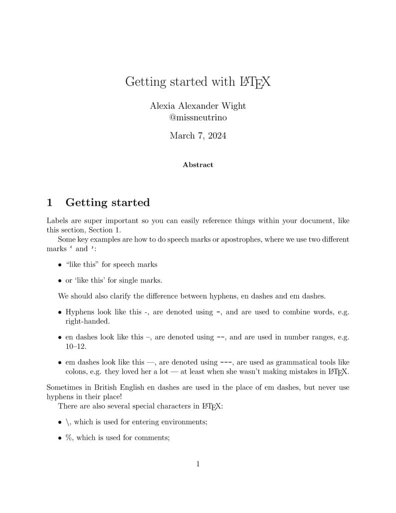 Getting started with LaTeX