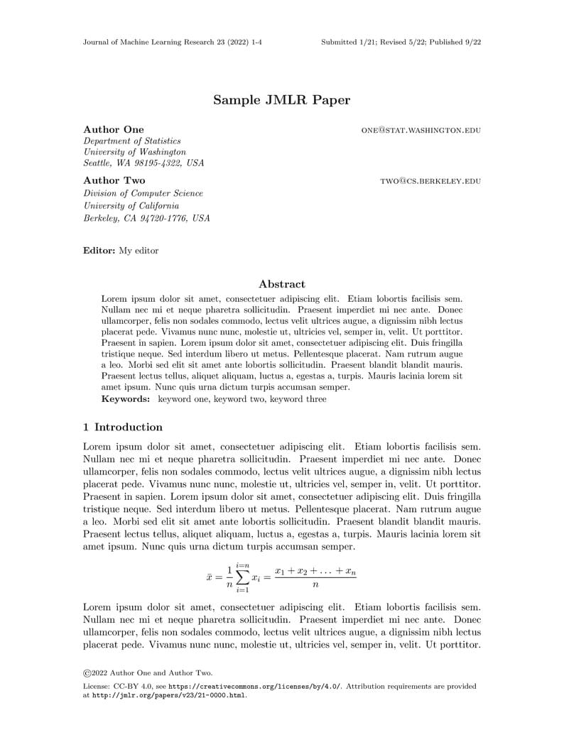 JMLR Template