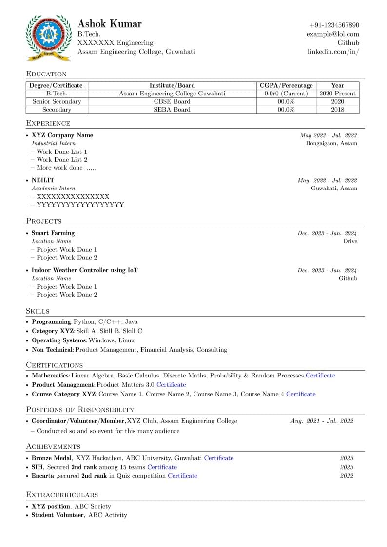Assam Engineering College CV