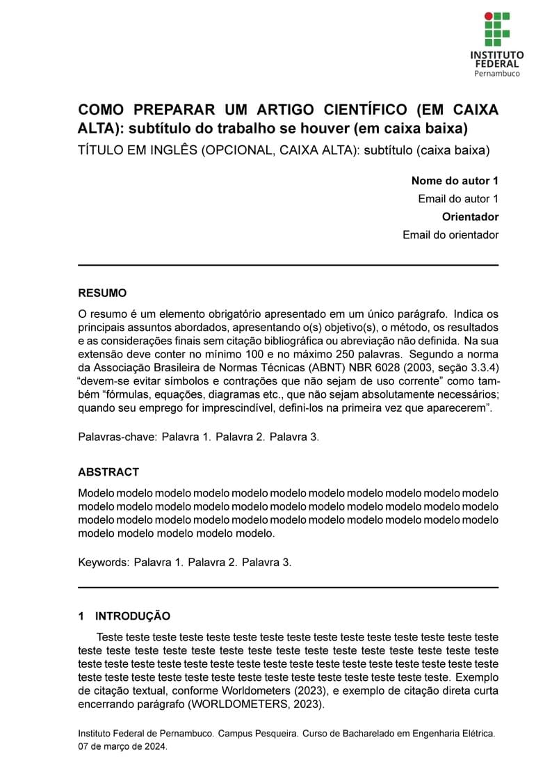 Modelo Artigo IFPE
