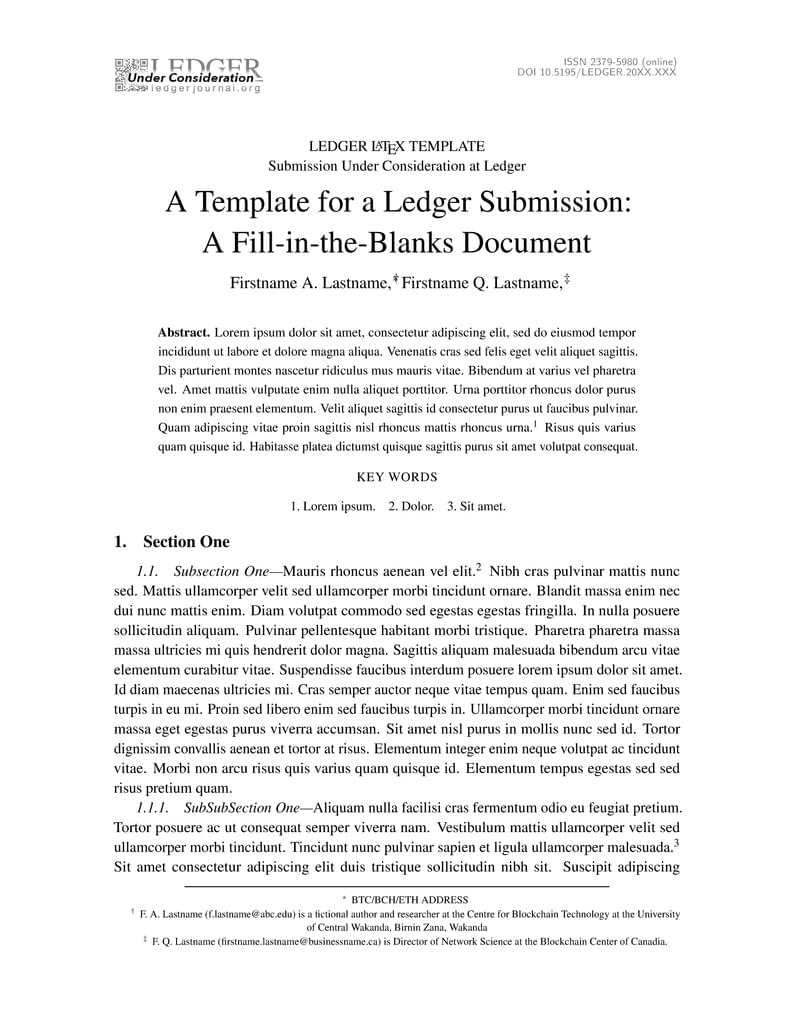 Ledger Submission Template