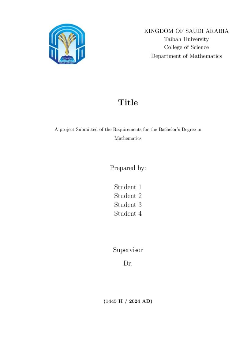Graduation Project Template-Department of Mathematics-Taibah University