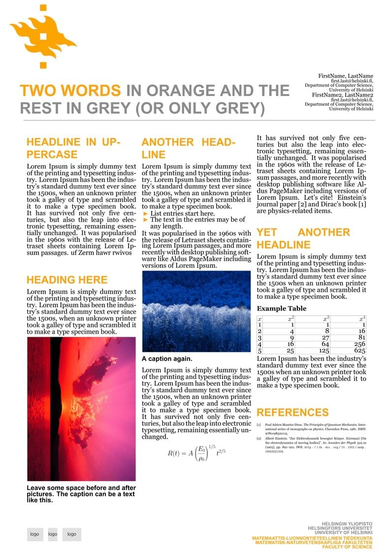 Department of Computer Science University of Helsinki poster template