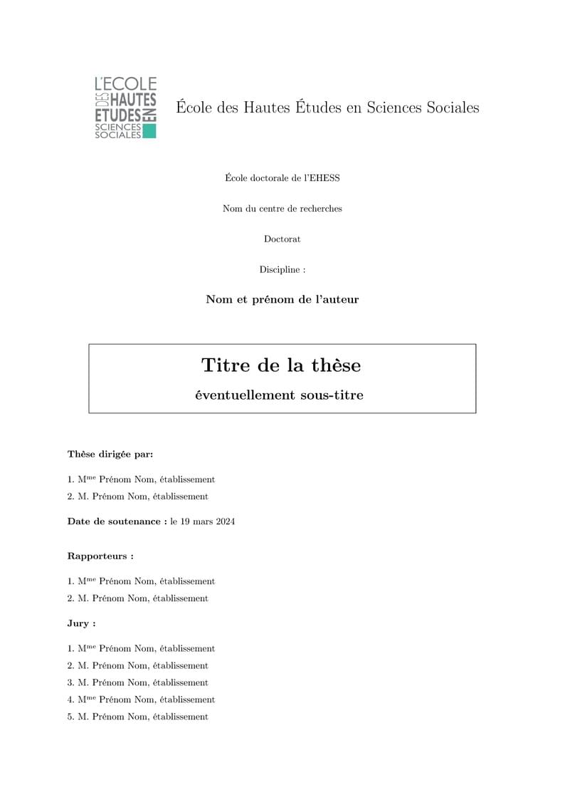 EHESS PhD Thesis Template