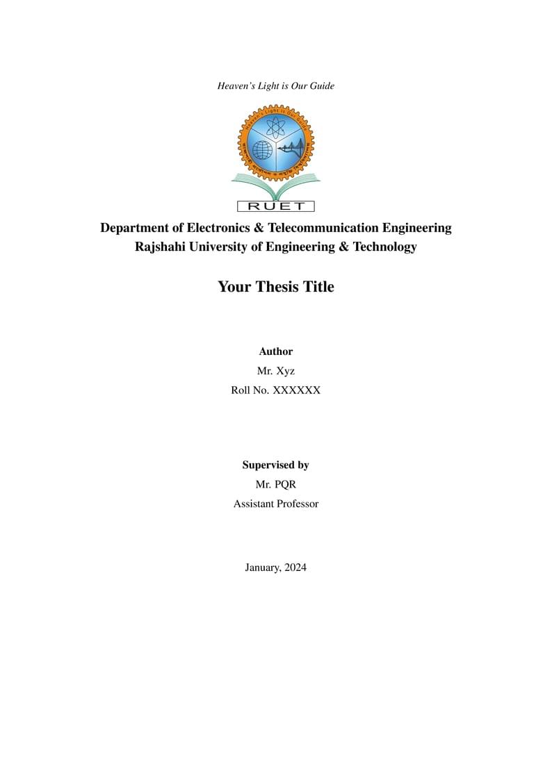 THESIS BOOK TEMPLATE || DEPARTMENT OF ETE || RUET