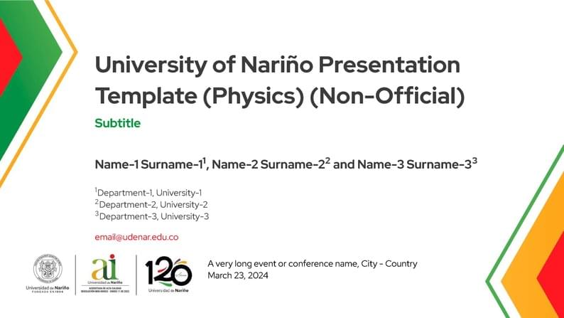 Plantilla Presentaciones Universidad de Nariño (Física) (No-Oficial)