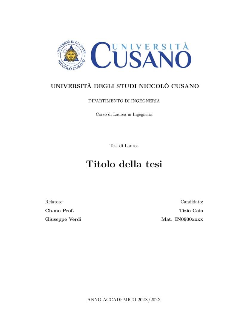 Tesi di Laurea Ingegneria - UNICUSANO