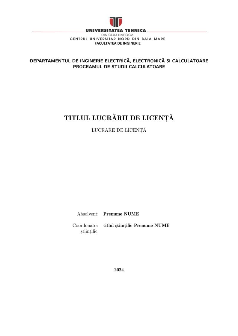 NORTH University Centre of Baia Mare, bachelor thesis template