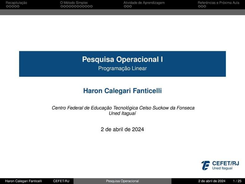 Apresentação Aula - CEFET-RJ