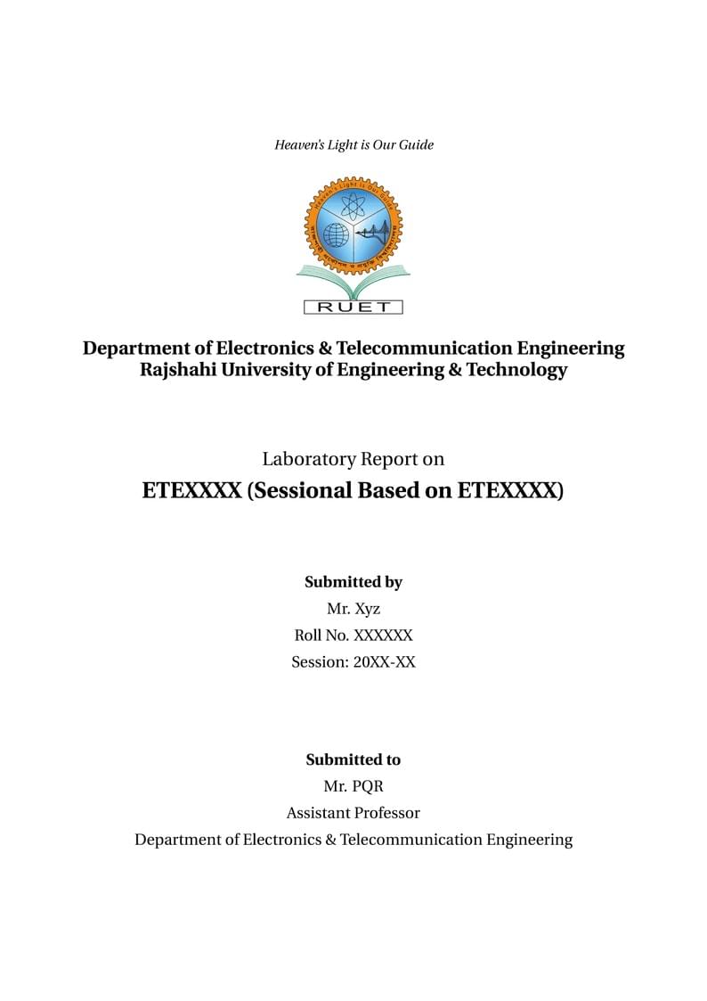 LAB REPORT TEMPLATE || DEPARTMENT OF ETE || RUET
