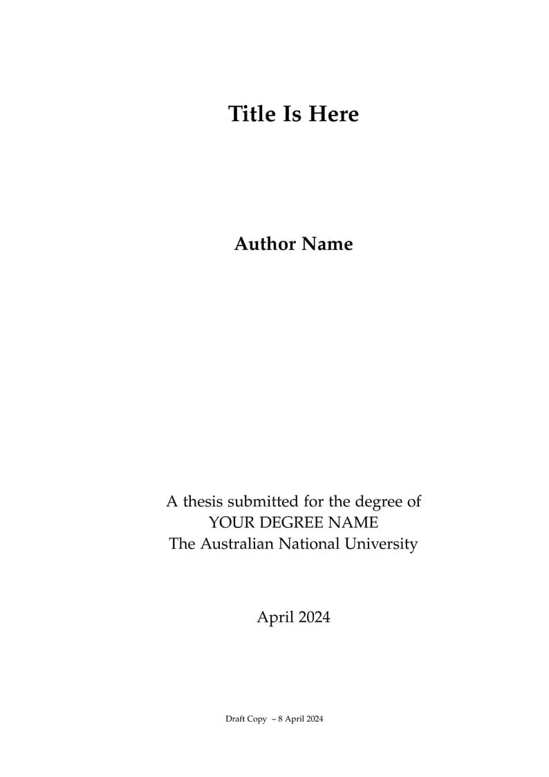 ANU honours thesis template