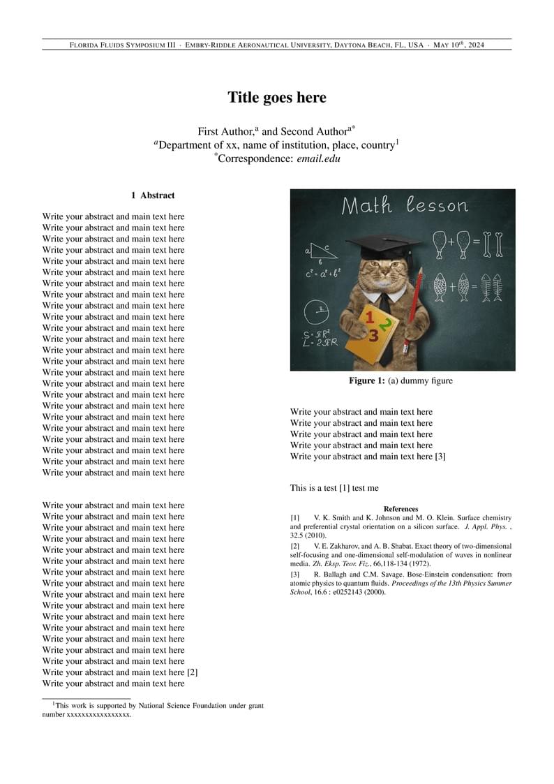 Template for FFS - III Abstract
