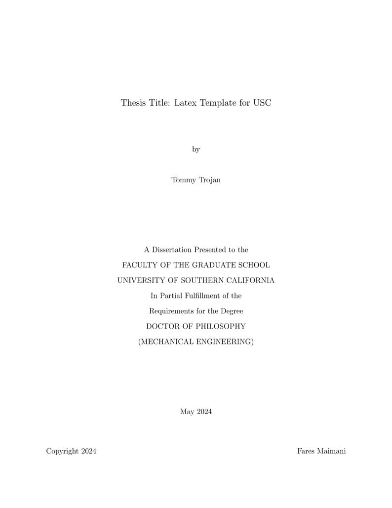 University of Southern California - Thesis Dissertation (PhD) Template