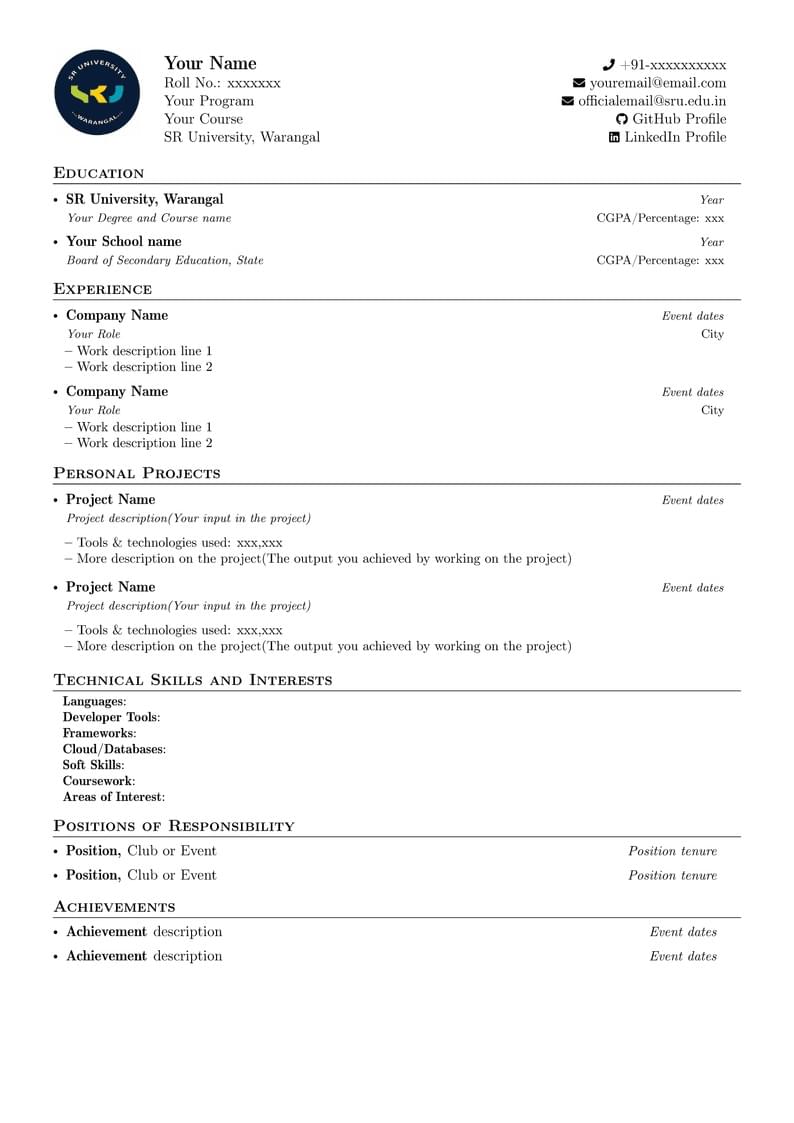 SRU_Sample_Resume