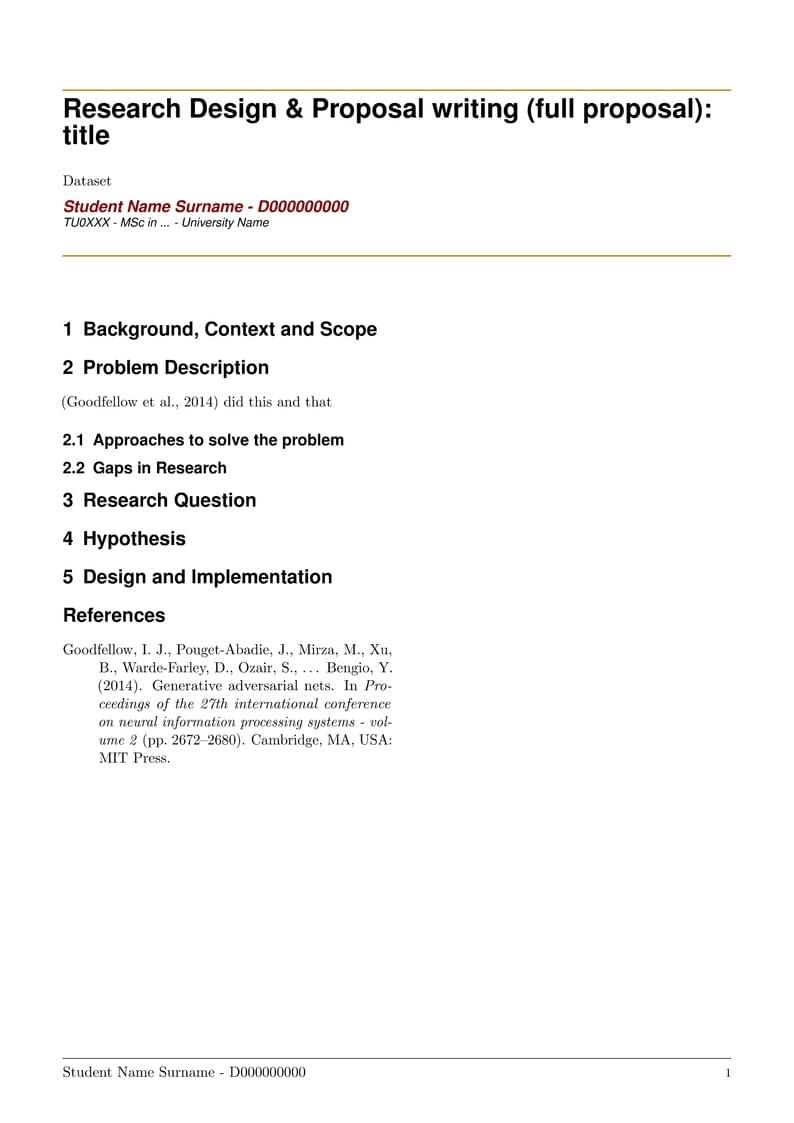 TU Dublin MSc Proposal Template