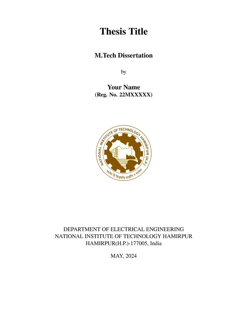 NIT Hamirpur M.tech Thesis Template