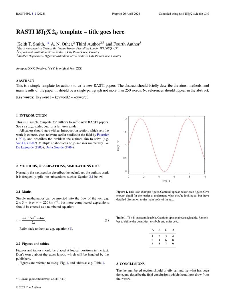 RAS Techniques and Instruments Template