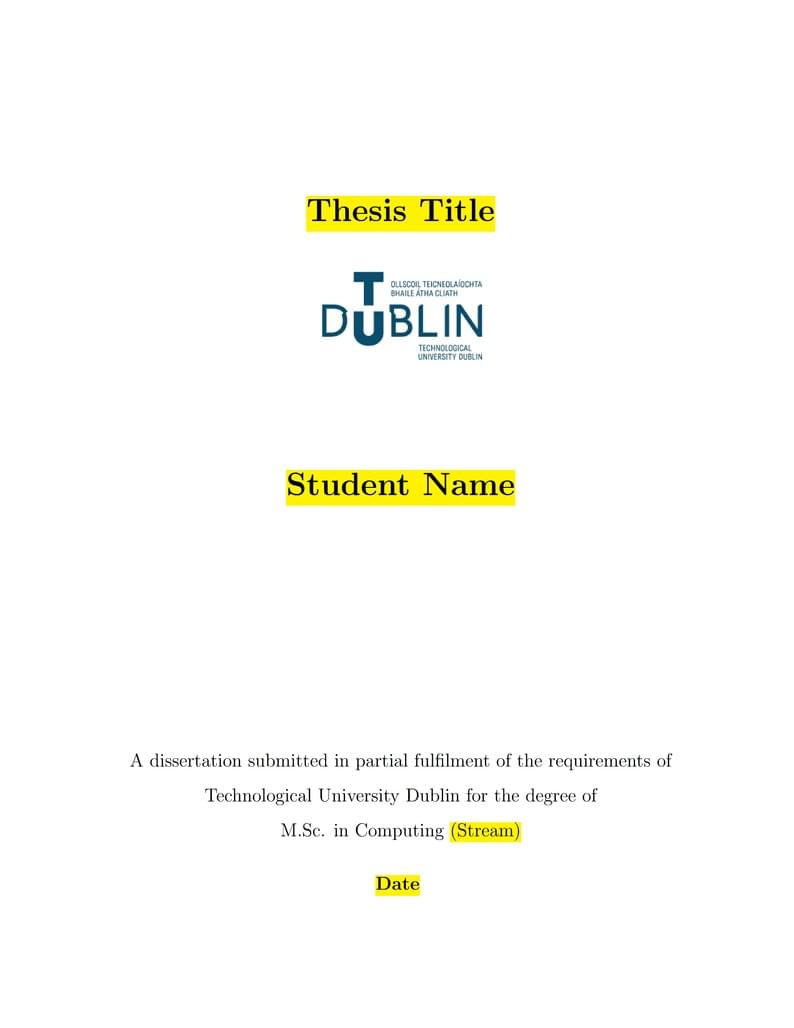 TU Dublin MSc Template