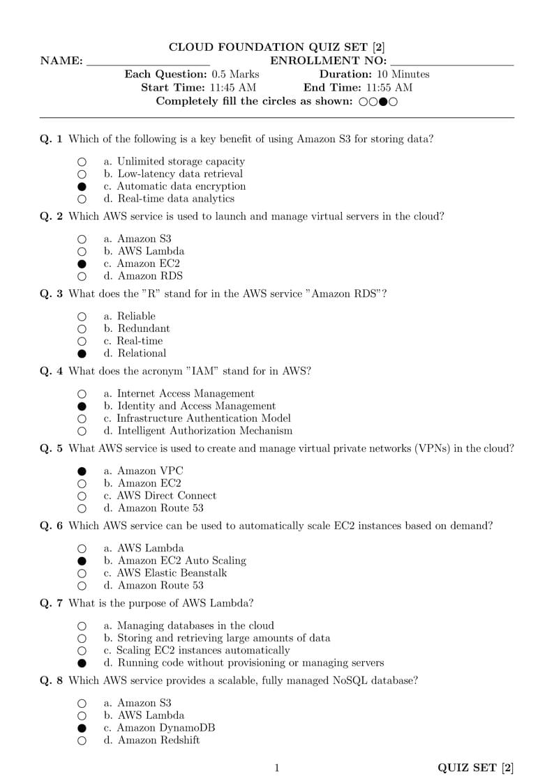 Multiple Choice Quiz Template