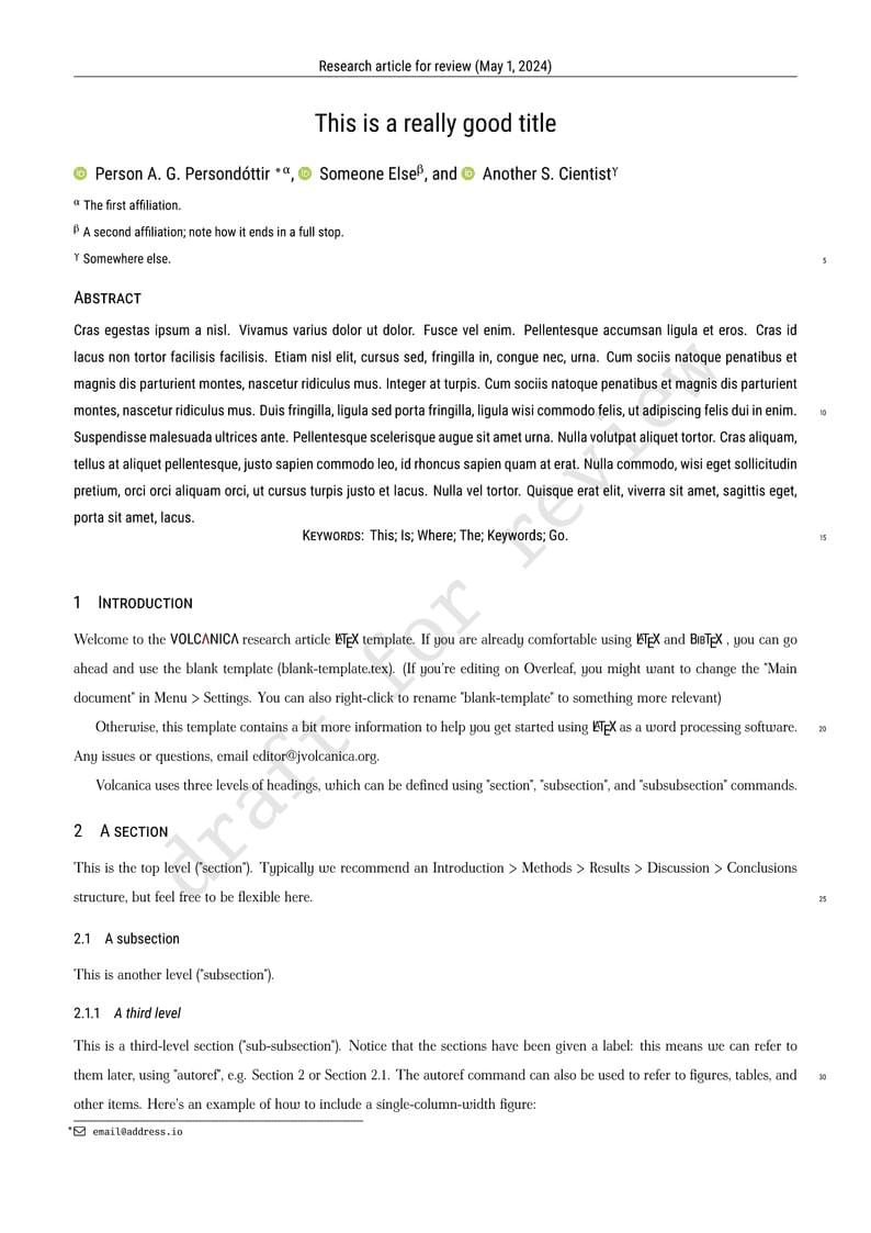 Volcanica LaTeX Template