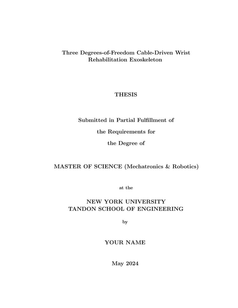 NYU Tandon Master Thesis Template