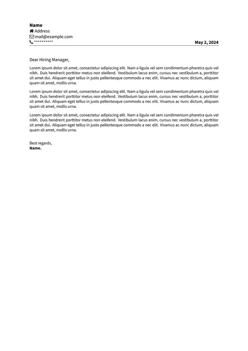 Cover Letter Simple