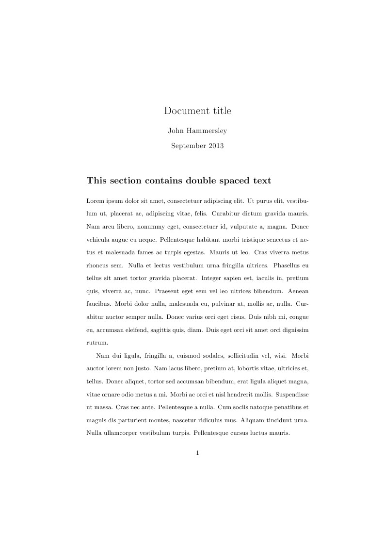 LaTeX Example: How to double space a document