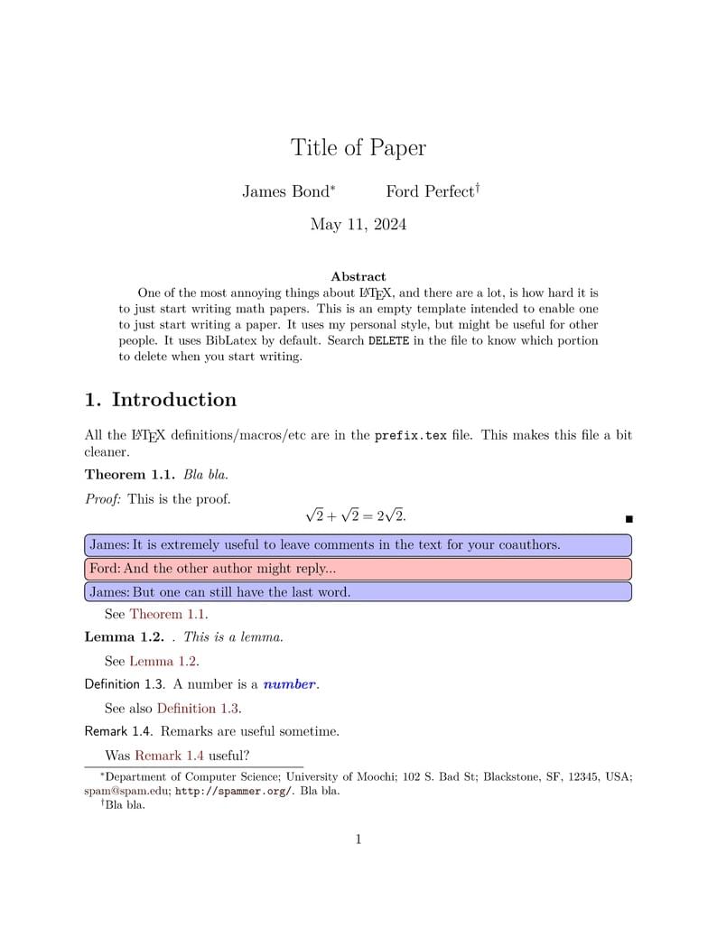 LaTeX templae with lemmas/theorems/proofs/etc + BibLaTeX