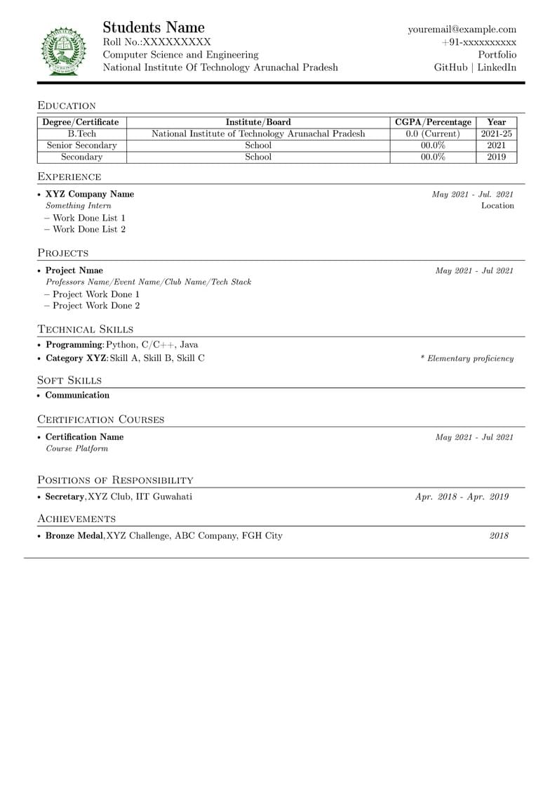 NIT AP Resume