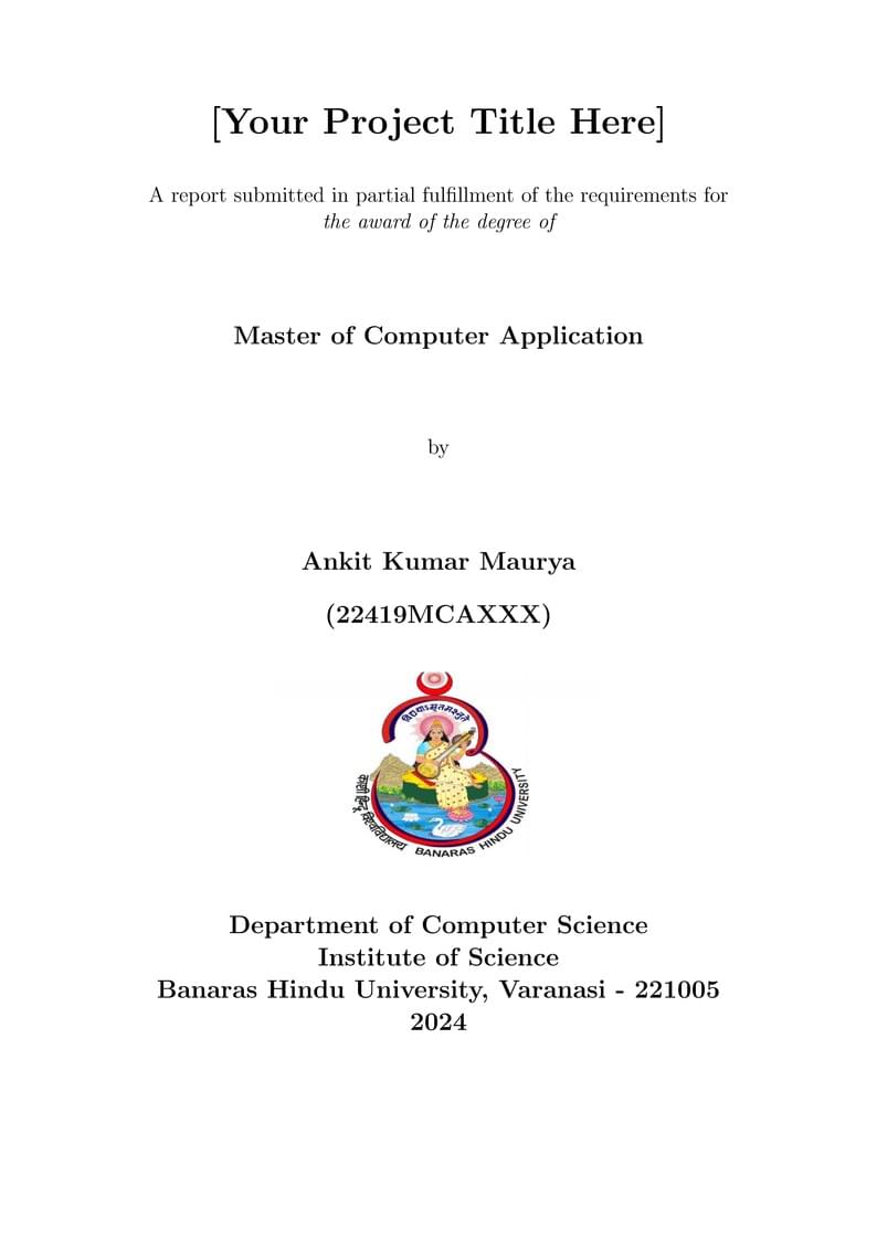 BHU MCA/M.Sc Project Report Format
