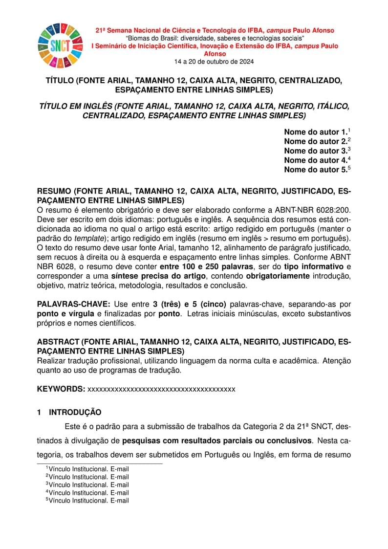 Template_ Resumo Expandido_21SNCT IFBA - Paulo Afonso