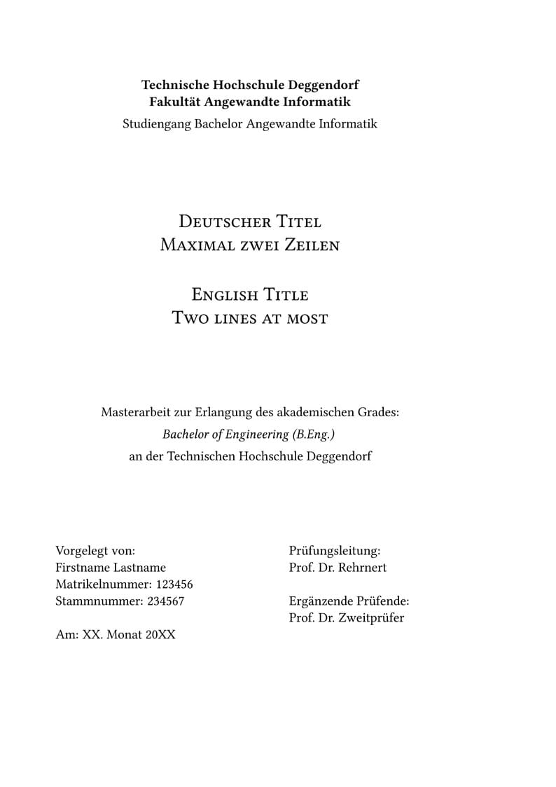 Thesis Template for TH Deggendorf