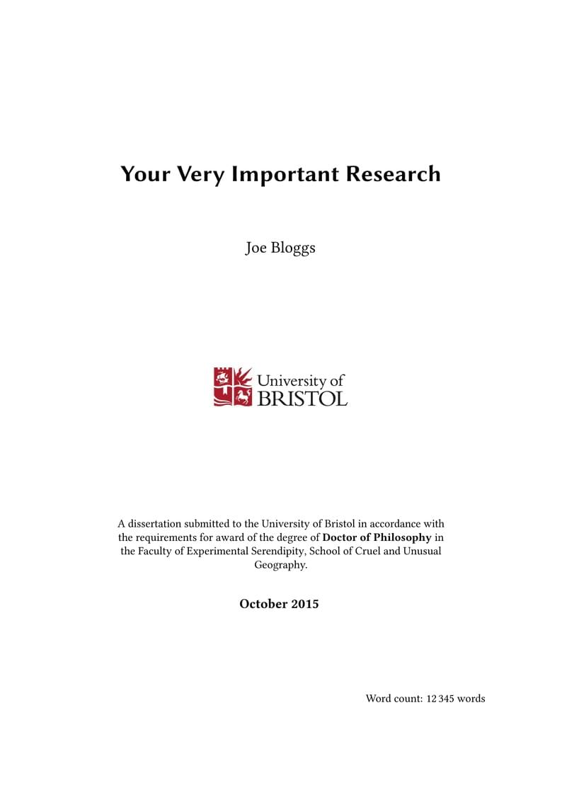 University of Bristol Thesis Template